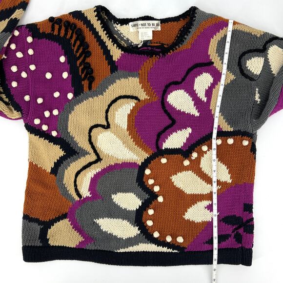 Vintage Hong Kong Multimedia Abstract Knit Sweater Wearable Art Size Large - Picture 6 of 8